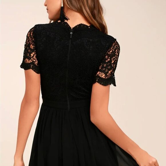 Lulus Angel in disguise black lace skater dress - Picture 4 of 13